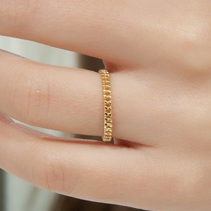 14K Solid Gold Chain Ring, Chain Link Ring, Eternity Chain Ring, Bold Open Link Ring, Everyday Ring, Stacking Ring, Christmas Gift For Mom