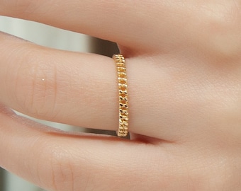 14K Solid Gold Chain Ring, Chain Link Ring, Eternity Chain Ring, Bold Open Link Ring, Everyday Ring, Stacking Ring, Christmas Gift For Mom