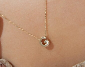 Dainty 14K Gold Initial G Necklace: Personalized Monogram Jewelry