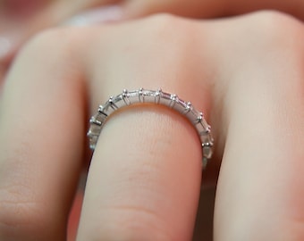 Baguette Diamond Full Eternity Wedding Band, 14K Gold Ring