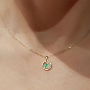 Collar con colgante de letra Y en oro de 14 quilates, joyería con inicial personalizada de diamantes, regalo personalizado para ella, collar único y elegante para todos los días