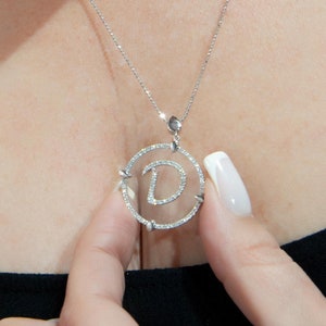 Joyas personalizadas para mujer, collar con colgante de letra inicial de diamante en oro de 14 quilates, collar de cristal, colgante de letra D, collar con inicial D