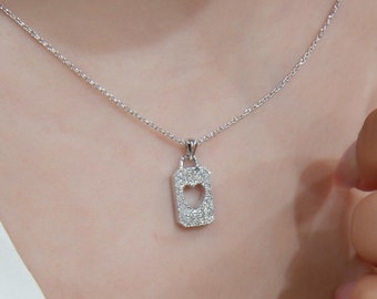 Collar de corazón con diamantes en oro de 14 quilates, colgante de corazón pavé