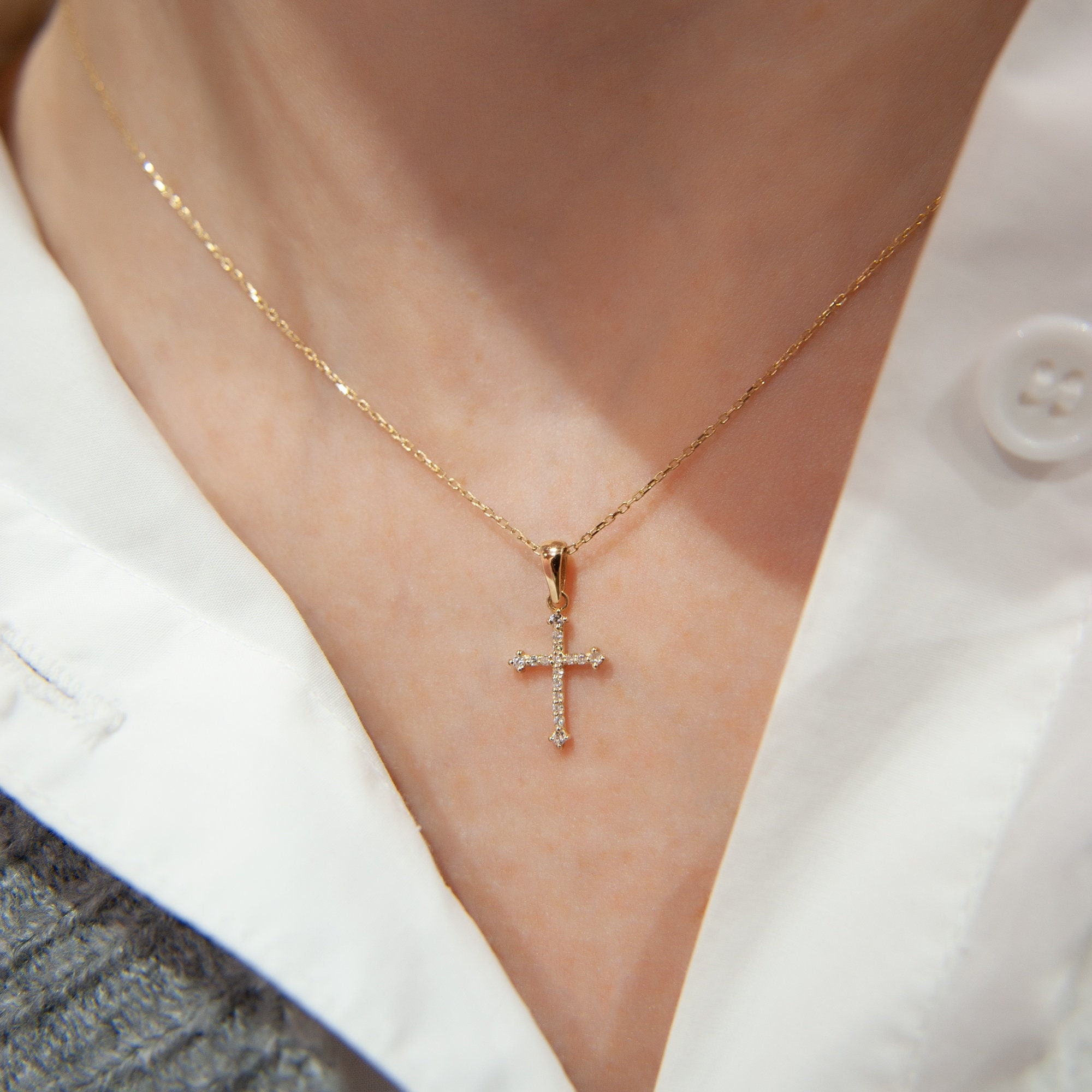 Collana Con Ciondolo Croce In Oro Brunito E Diamanti Ct 0.29 Cappagli Gioielli 13722 Zoom