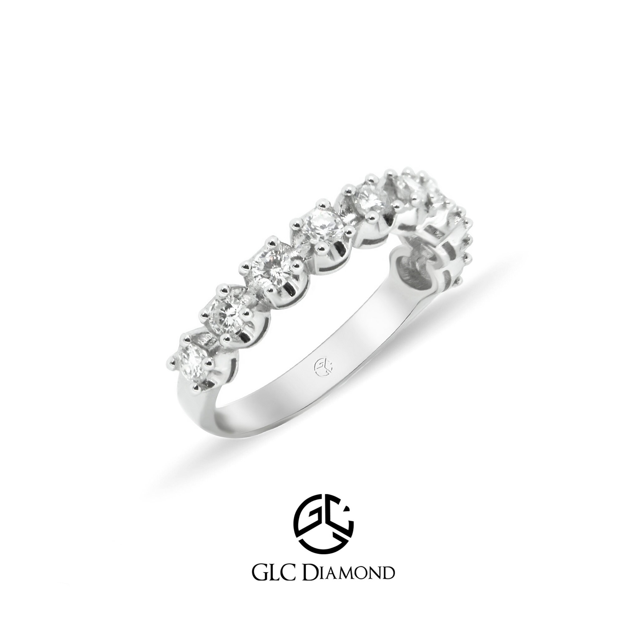 14Kゴールドダイヤモンド結婚指輪、0.60カラットハーフエタニティ 