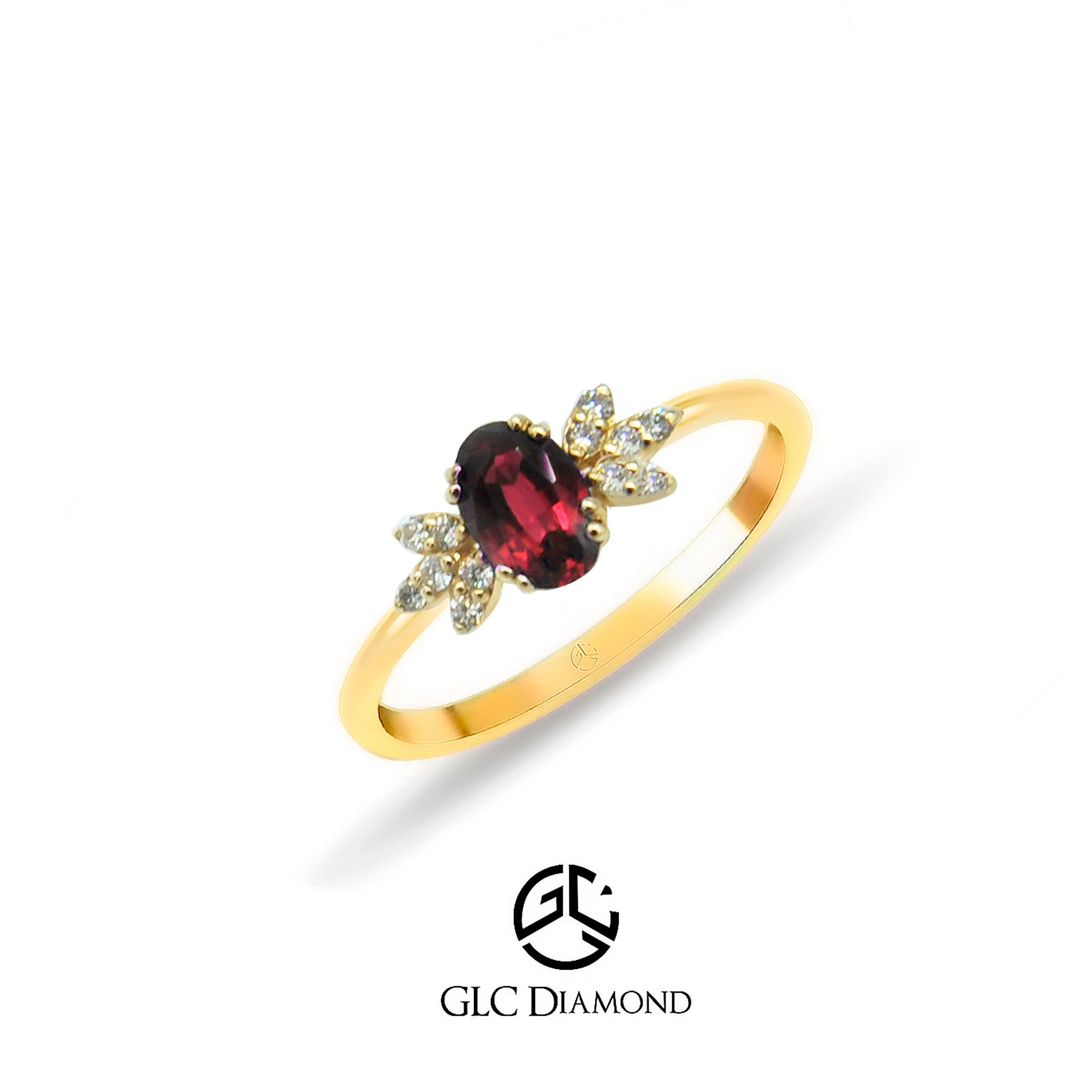 14K Solid Gold Ruby and Diamond Ring, Delicate Stacking Ring - Etsy