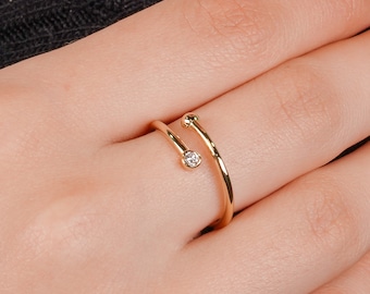 ドーターズジュエリー／14k Open cuff diamond ring 14K] Open cuff diamond ring - DAUGHTERS JEWELRY