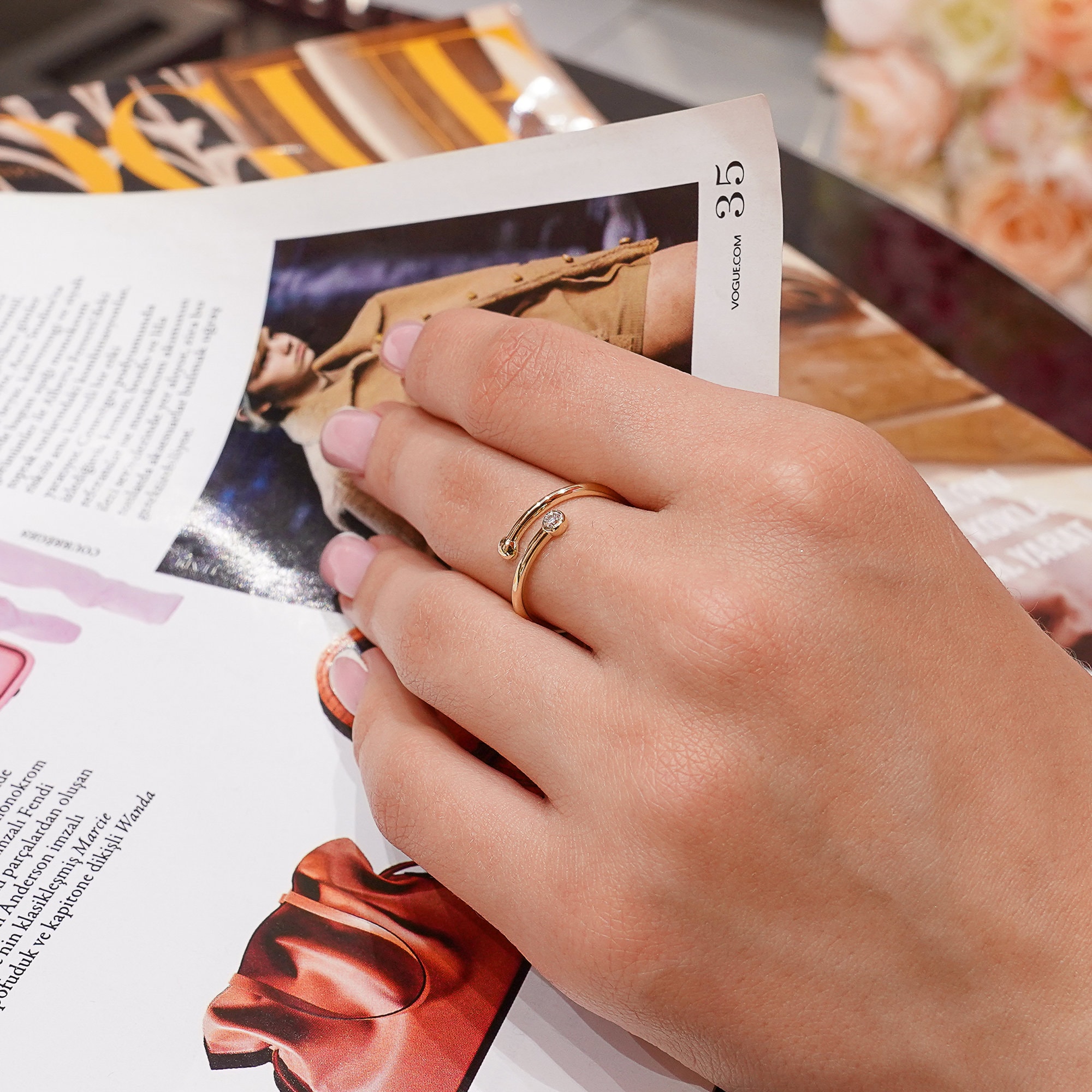 ドーターズジュエリー／14k Open cuff diamond ring 14K] Open cuff diamond ring - DAUGHTERS JEWELRY