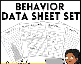 Behavior data sheets, Data collection system, Data collection sheets, Behavior log, Behavior tracker, Functional behavior analysis