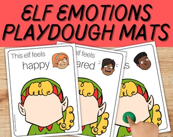 Christmas Elf feelings playdough mats, Feeling playdough mats, Winter playdough mats, Christmas playdough mats, Identify feelings & emotions