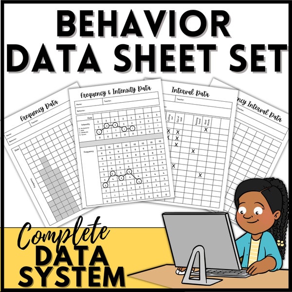 Behavior data sheets, Data collection system, Data collection sheets, Behavior log, Behavior tracker, Functional behavior analysis