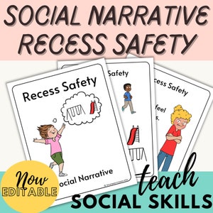 Narrativa social: Seguridad en el recreo, Historia social, Habilidades sociales, Herramienta de autorregulación, Gestión del comportamiento
