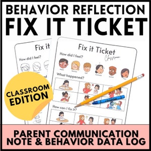 Fix it Ticket, Verhaltensreflexion, Selbstregulierungswerkzeug, Beruhigungsecke, Beruhigungsset, Entschuldigung für Kinder