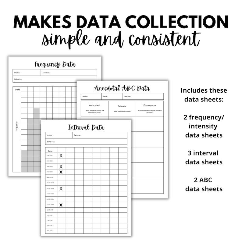 Behavior Data Sheets Data Collection System Data Collection - Etsy