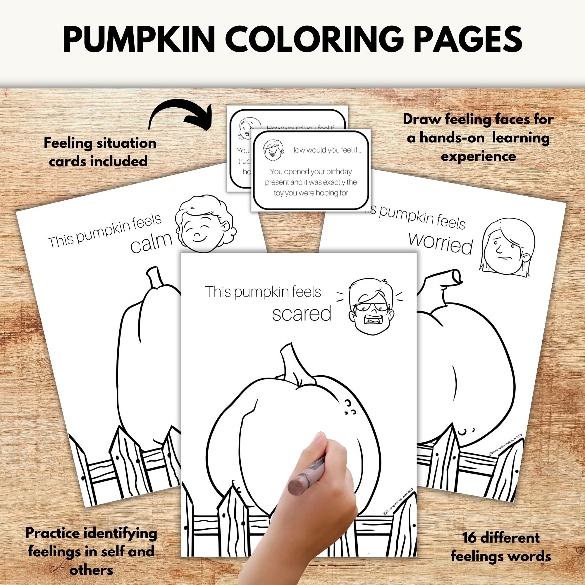 Feelings Coloring Page, Pumpkin Emotions, Fall Coloring Pages, Identify ...