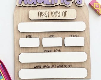 Personalized First Day of School Sign | Back to School Sign | Last Day of School Sign | Reusable Dry Erase Photo Prop | First Day of School