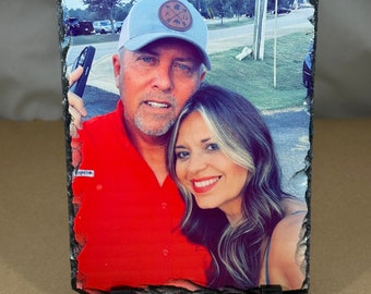 Photo on Slate, Wedding gift, Engagement, newborn, Christmas gift, photo on rock, Slate photo, Home Decor, custom photo