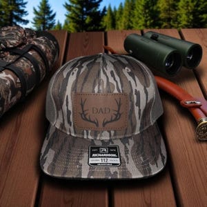 Custom Camo Trucker Hat: Laser Engraved Leather Patch, Personalized Snapback
