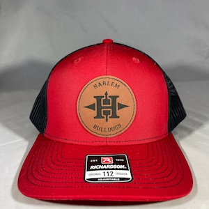 Custom Laser Engraved Leather Patch- Richardson 112 - Custom Leather Patch Trucker Hat - , Personalized Hat, Custom Hat, Logo Hat
