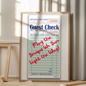 3D Trendy Retro Light Up Tip Guest Check Receipt Quote Wall Art Modern Kitchen Decor Illustrazione Grande Arte Stampabile Digitale Download