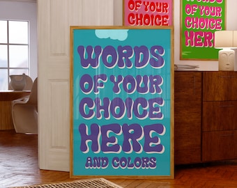 Retro Custom Quote Print, Personalized Quote Art, Personalized Text, Customized Gift,  Custom Print, Custom Wall Art, Sign Custom, Saying