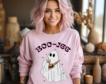 Boo Jee Tee, Spooky Halloween Ghost Wear, Ghost Dog Sweater, Halloween Fall Vibe Gifts, Ghost Pet Crewneck, Boo Jee Ghost Sweatshirt