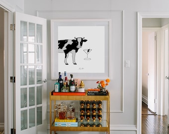 Martini Print,  Cocktail Poster, Moo-tini Posters, Bar Cart Prints, Cocktail Decor, Liquor Art, Drink poster, Bar cart decor, Cheers Print