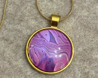Round Acrylic "Skins" Necklace - Fluid Art Jewelry
