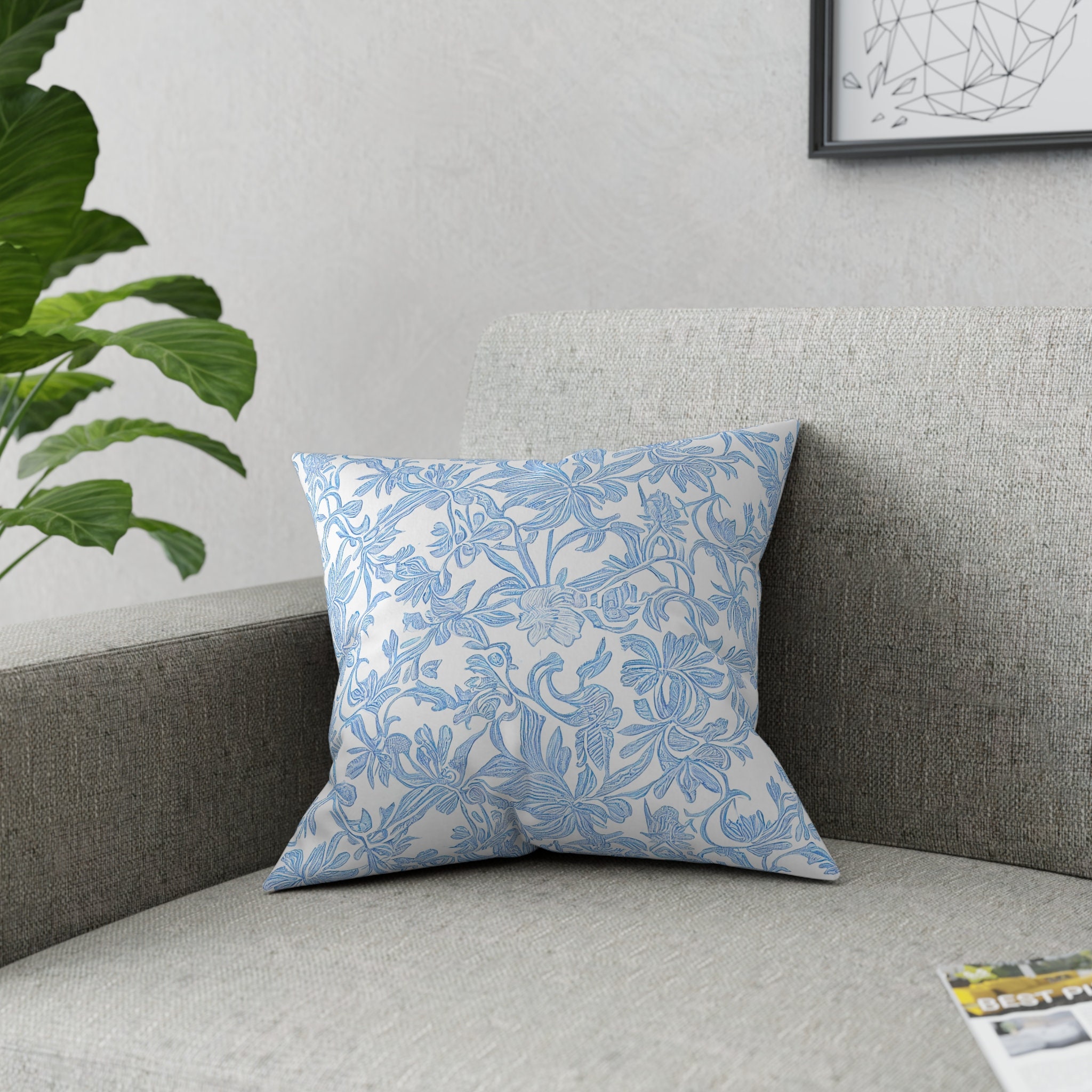 Blue and White Chinoiserie Inspired Floral Pattern Pillow - Etsy
