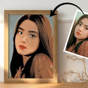 Verwandeln Sie Ihr Foto in ein animiertes Kunstwerk - Custom Digital Art. Geschenk für beste Freundin, Freundschaft Poster.