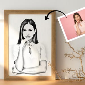Verwandeln Sie Ihr Foto in eine Bleistiftskizze - benutzerdefinierte digitale Kunst. Geschenk für beste Freundin, Freundschaft Poster.