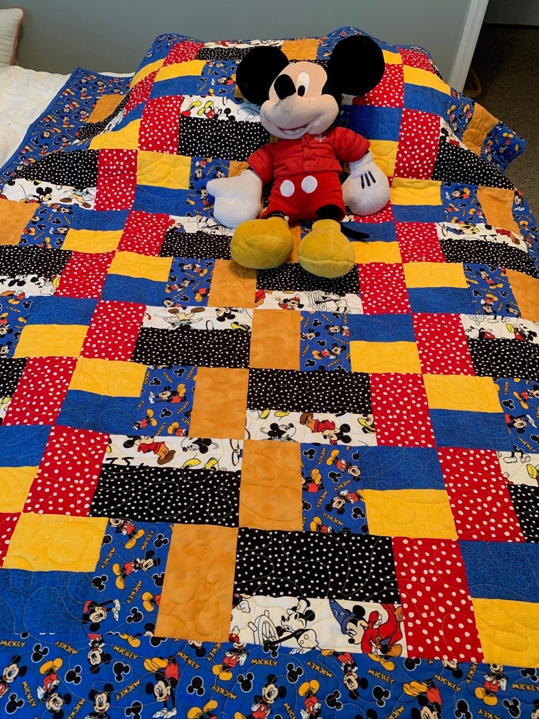 Classic Disney Quilt Featuring Mickey Mouse Etsy