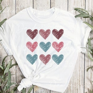 Boho Hearts Valentine PNG, Boho Hearts Valentine Sublimation Design, Brush Stroke Hearts PNG, Valentine PNG, Digital Download