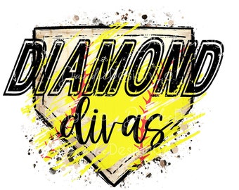 Diamond Divas PNG, Sublimation Design, Softball PNG, Softball Mom Png, Softball Player Png, Leopard Print Background, Digital Download