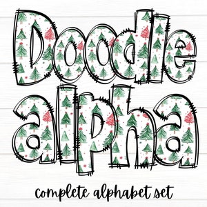 Christmas Doodle Letters, Alphabet PNG Set, Sublimation Design, Alpha Doodle, Festive Doodle Letters, Digital Download, Christmas Alpha5