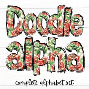 Christmas Doodle Letters, Alphabet PNG Set, Sublimation Design, Alpha Doodle, Festive Doodle Letters, Digital Download, Christmas Alpha2