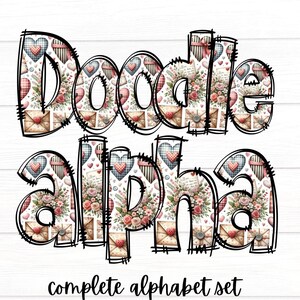 Valentine Doodle Letters, Valentine Hearts Alpha Pack, Alphabet PNG Set, Sublimation Design, Love Letters Alpha Doodle, Alphabet Letters