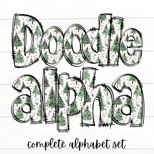 Christmas Doodle Letters, Alphabet PNG Set, Sublimation Design, Alpha Doodle, Festive Doodle Letters, Digital Download, Christmas Alpha3