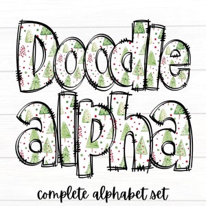 Christmas Doodle Letters, Alphabet PNG Set, Sublimation Design, Alpha Doodle, Festive Doodle Letters, Digital Download, Christmas Alpha4