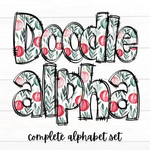 Christmas Doodle Letters, Alphabet PNG Set, Sublimation Design, Alpha Doodle, Festive Doodle Letters, Digital Download, Christmas Alpha7