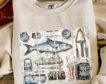 Fisherman Aesthetic Brush Stroke PNG, Vintage Nautical Aesthetic Sublimation Design, DTG DTF Design, Rustic Fishing Design, Coastal Png
