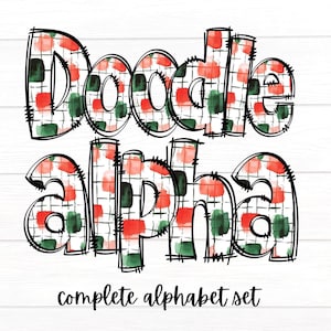 Christmas Doodle Letters, Alphabet PNG Set, Sublimation Design, Alpha Doodle, Festive Doodle Letters, Digital Download, Christmas Alpha6