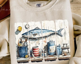 Fisherman Aesthetic Brush Stroke PNG, Vintage Nautical Aesthetic Sublimation Design, DTG DTF Design, Rustic Fishing Design, Coastal Png