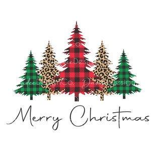 Leopard print and Buffalo plaid Christmas trees PNG / Sublimation design / Christmas sublimation design / Christmas tree PNG