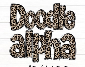Leopard Print Doodle Letters, Animal Print Alpha Set, Alphabet PNG Set, Sublimation Design, Leopard Print Alpha Doodle, Alphabet Letters