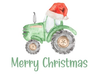 Christmas Tractor with Santa hat PNG, Green Tractor sublimation design, Merry Christmas tractor PNG, Christmas Png, Digital download