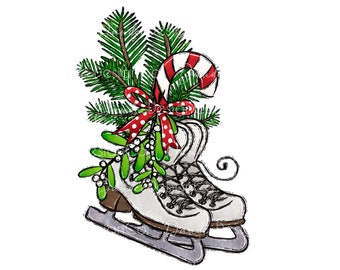 Patines de hielo PNG, diseño de sublimación de patines de hielo, PNG de Navidad, PNG de invierno, bastón de caramelo, descarga digital