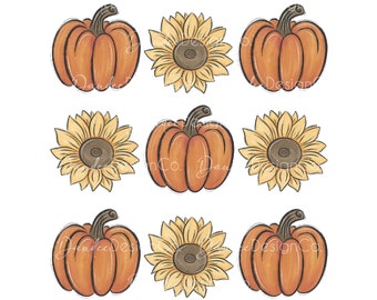 Fall PNG, Fall Sublimation Design, Pumpkins and Sunflowers PNG, Thanksgiving Design, Autumn PNG, Floral Fall Design, Digital Download