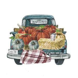 Fall truck with pumpkins PNG / Fall sublimation design / vintage truck PNG