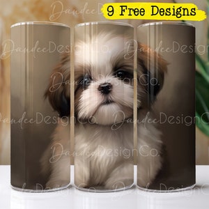 Shih Tzu 20 oz Tumbler Design, Cute Dog Tumbler Sublimation Design, Skinny, Straight Tumbler PNG, Cute Puppy Tumbler PNG, Digital Download